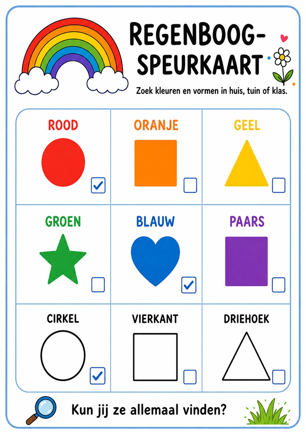 Voorbeeld van Regenboog-speurkaart