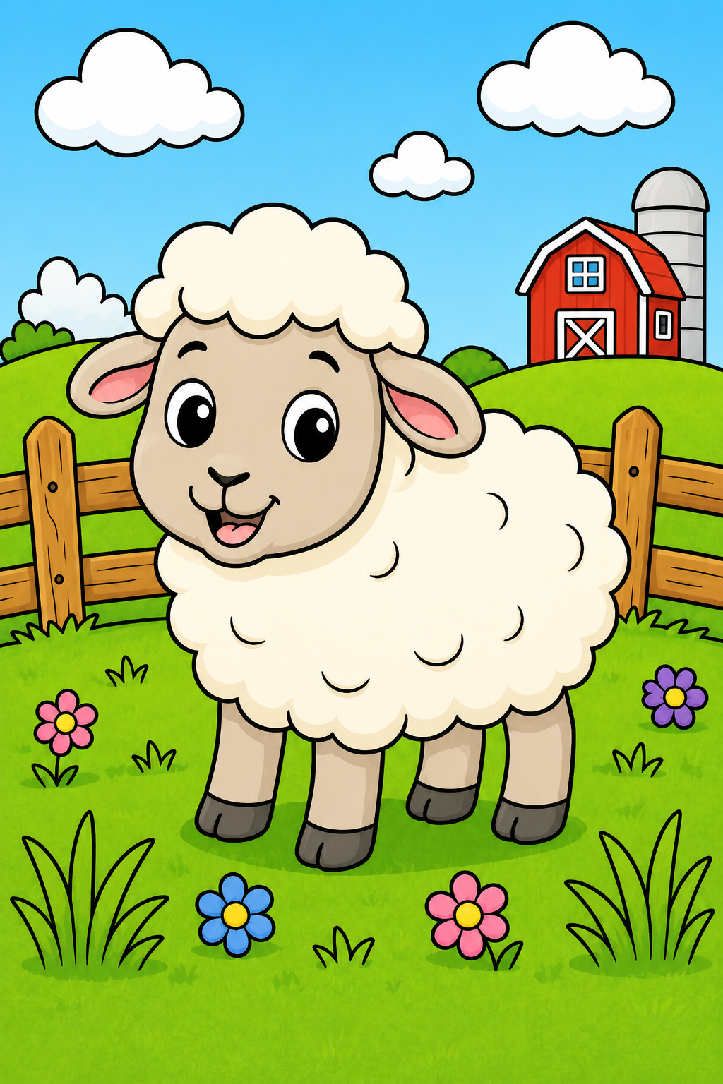 Voorbeeld van Vrolijk schaap in de dierenweide