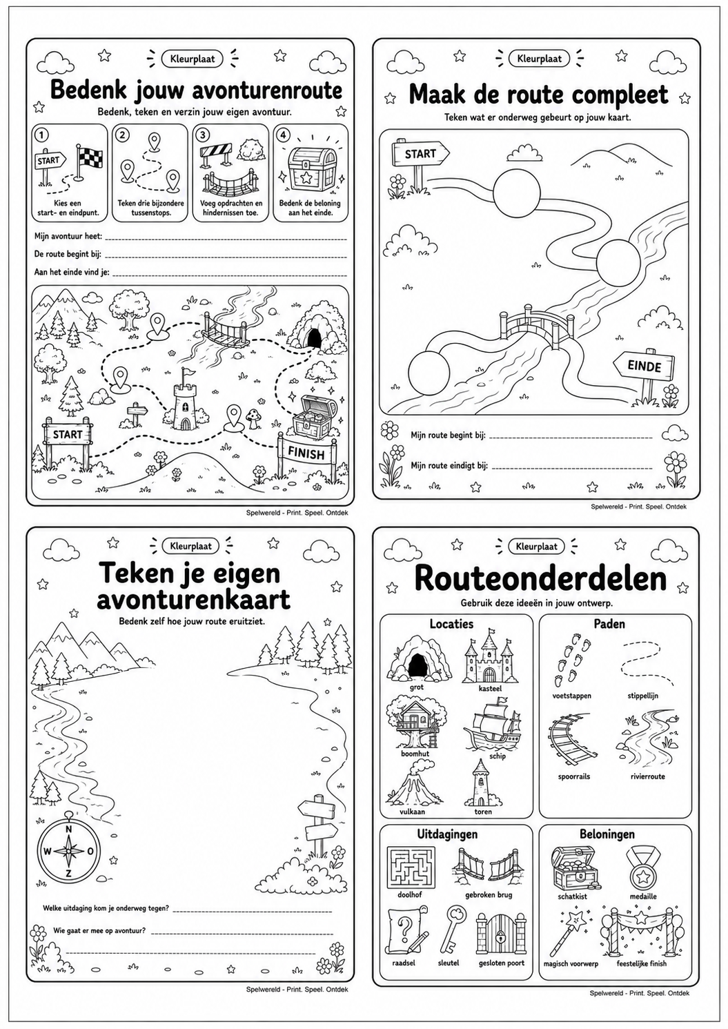 Leeg voorbeeld van Ontwerp je eigen avonturenroute