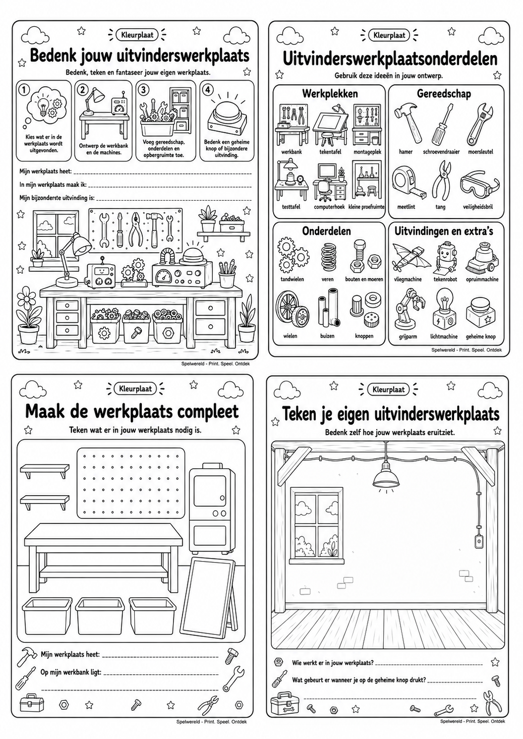 Leeg voorbeeld van Ontwerp je eigen uitvinderswerkplaats