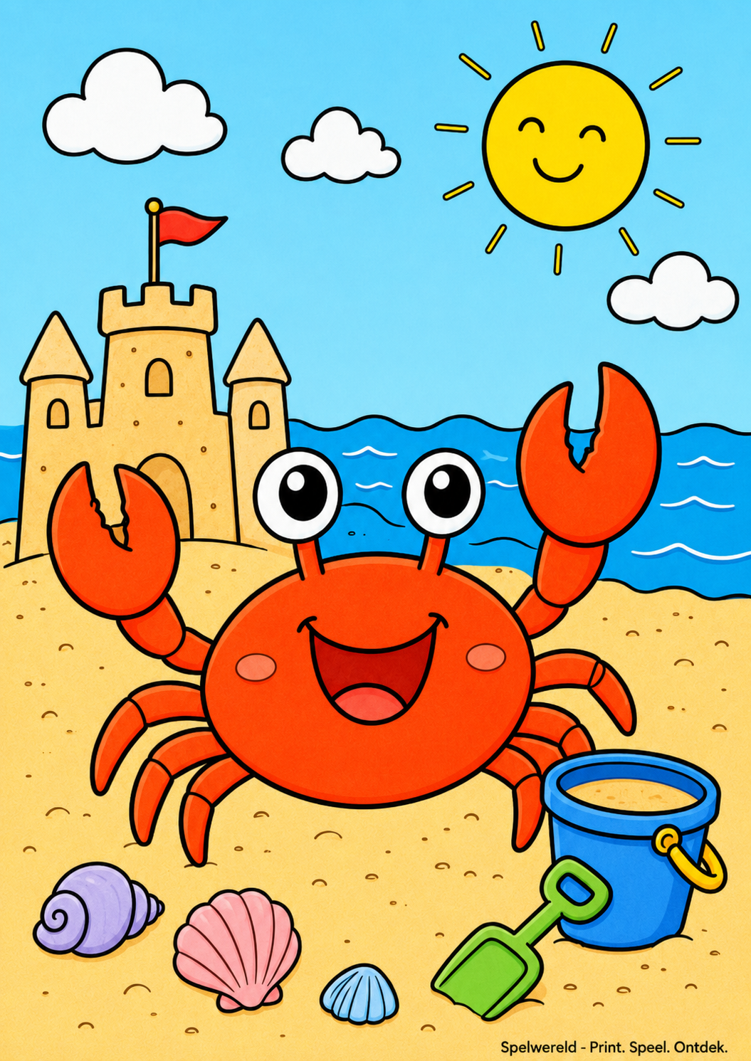 Voorbeeld van Vrolijke krab op het strand