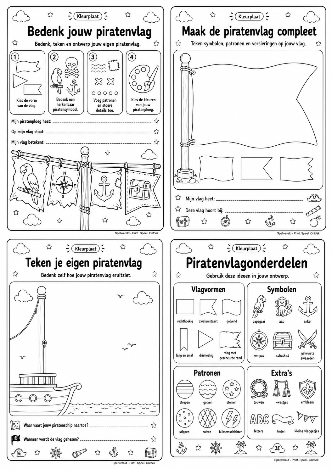 Leeg voorbeeld van Ontwerp je eigen piratenvlag
