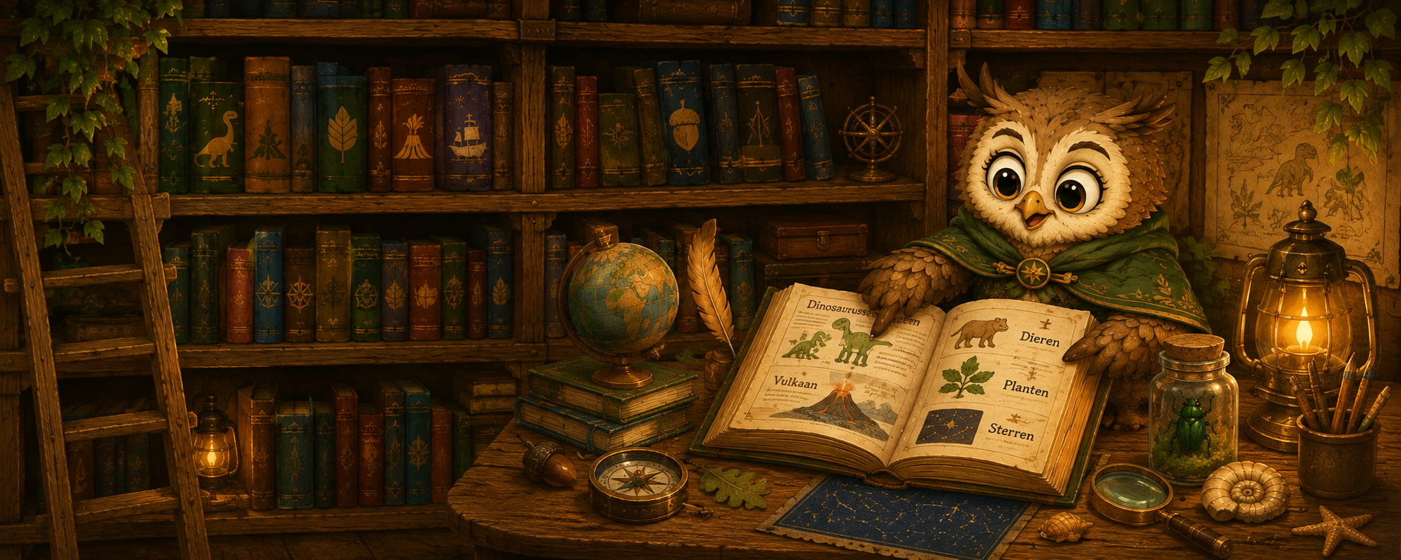 Wijsje in haar verzameling weetjesboeken