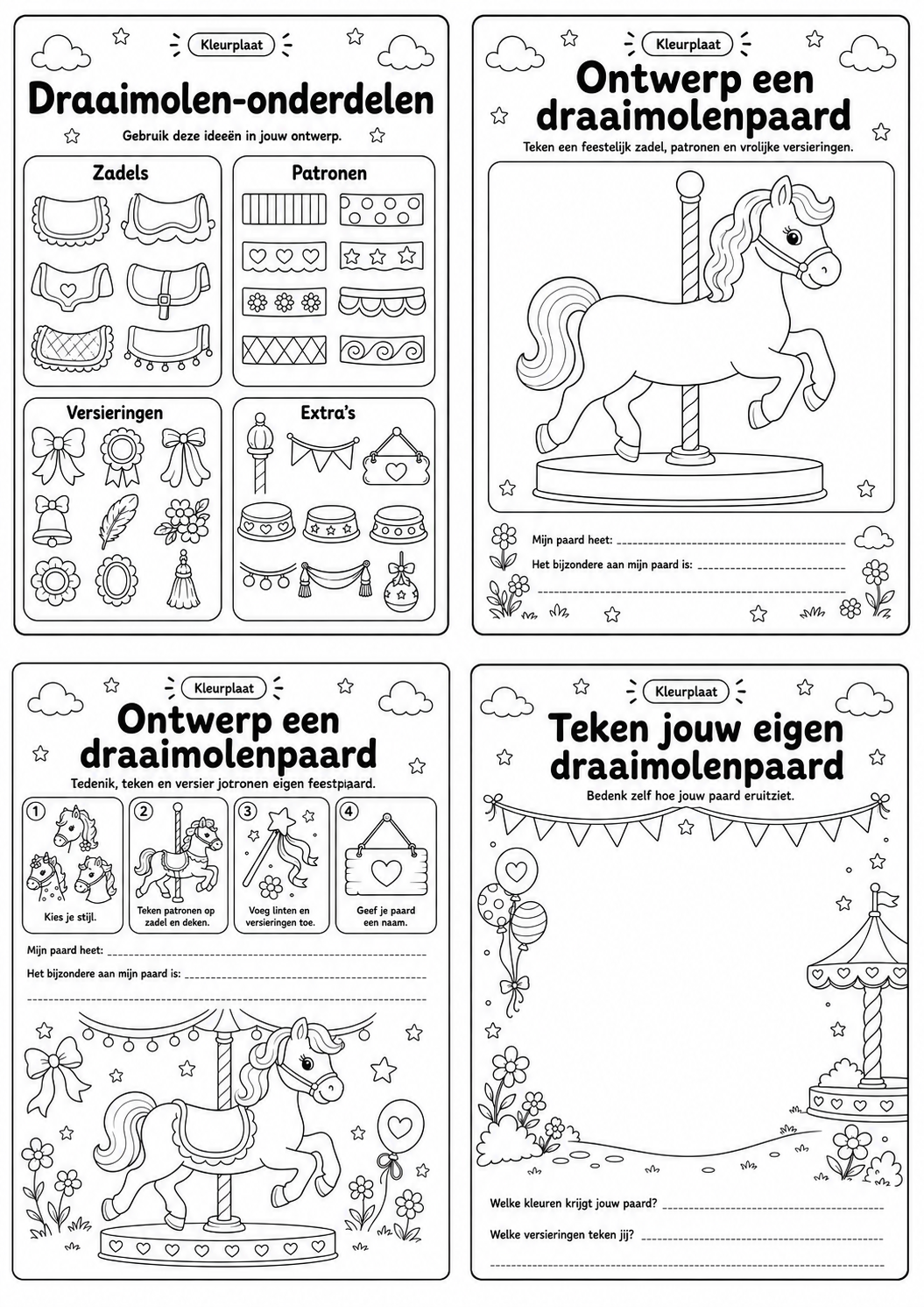 Leeg voorbeeld van Ontwerp een draaimolenpaard