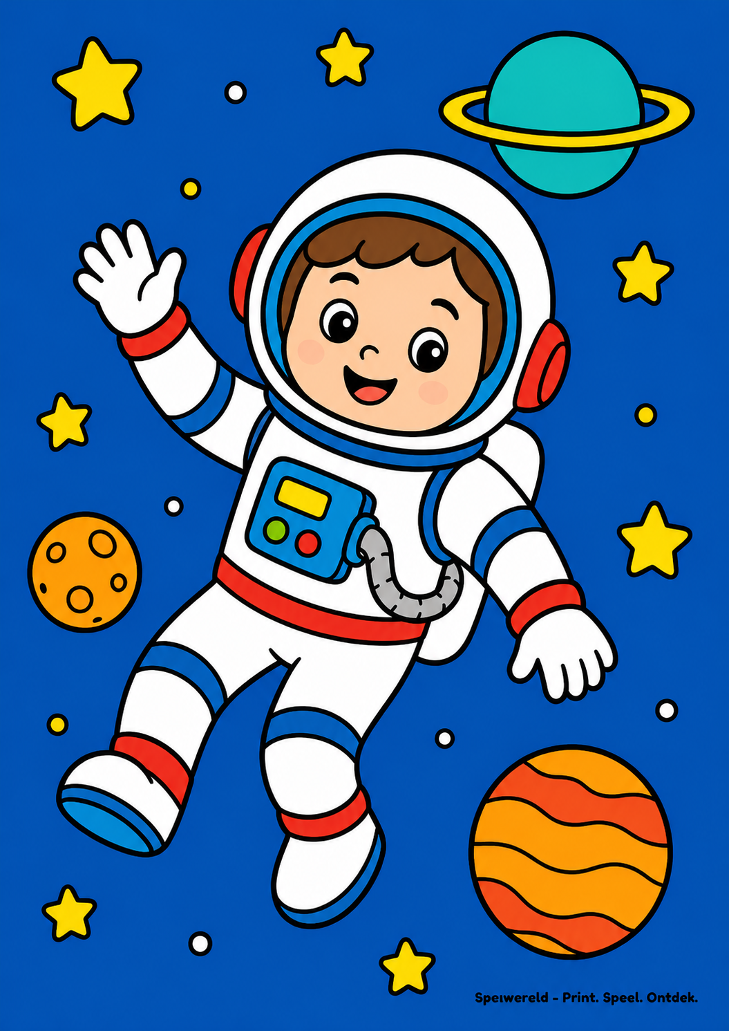 Voorbeeld van Astronaut zwaait in de ruimte