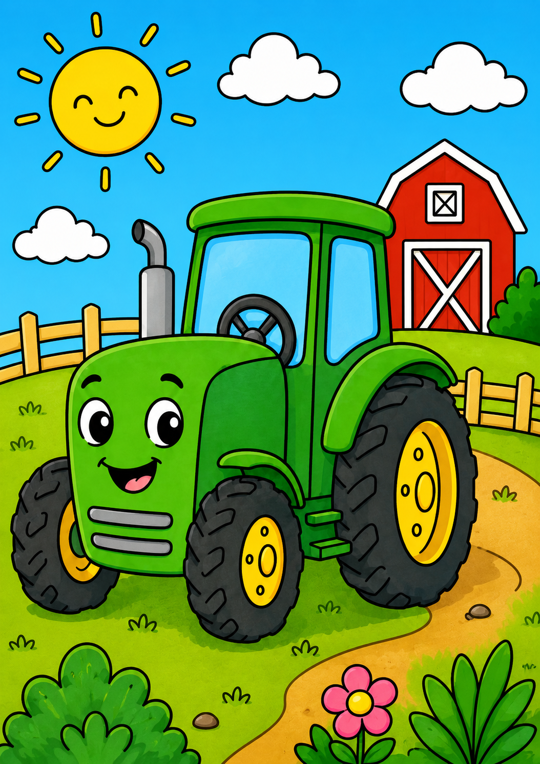 Voorbeeld van Tractor in de wei