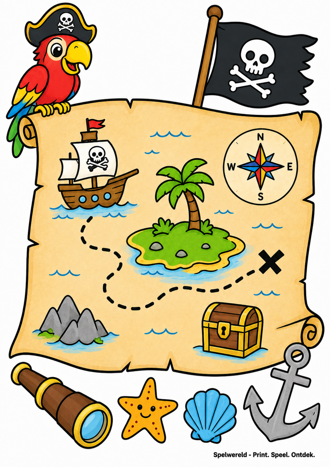 Voorbeeld van Schatkaart vol piratenavontuur