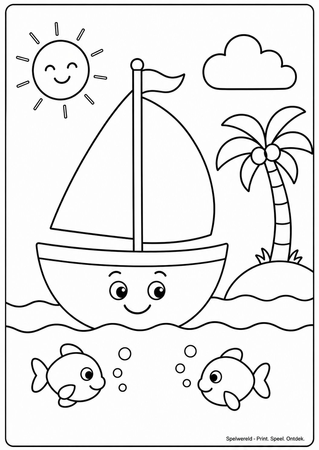 Leeg voorbeeld van Zeilboot op zee