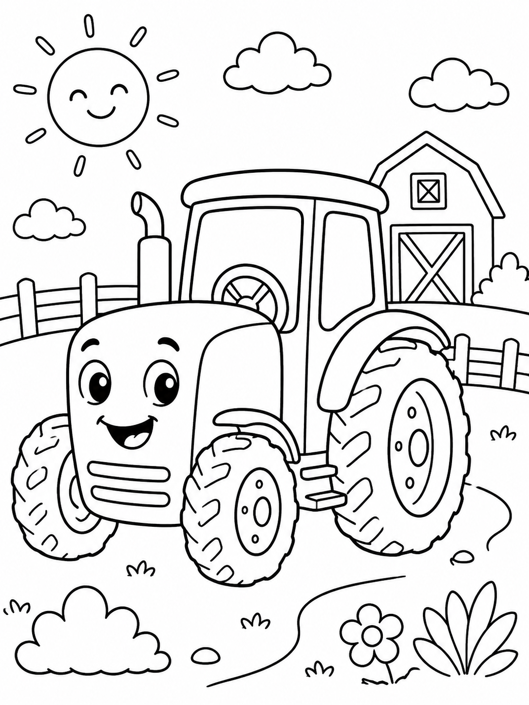 Leeg voorbeeld van Tractor in de wei